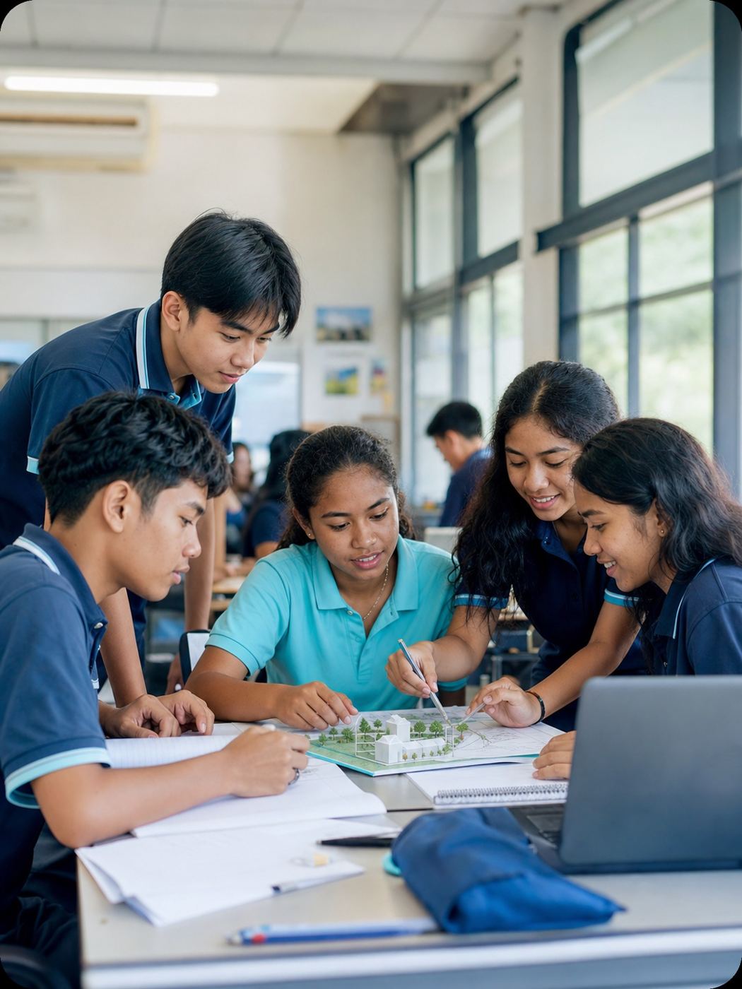 Secondary students collaborating